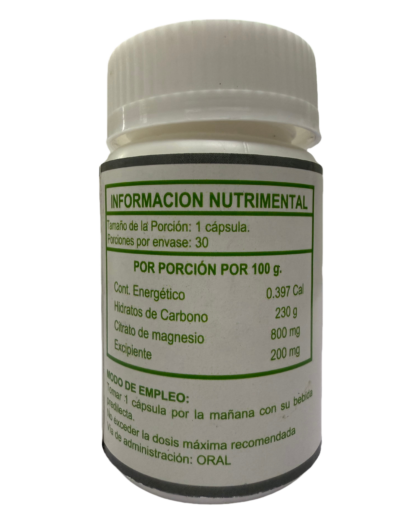 Citrato De Magnesio | 30 Cápsulas | 800mg Por Porción | Alta absorción | DAAE |