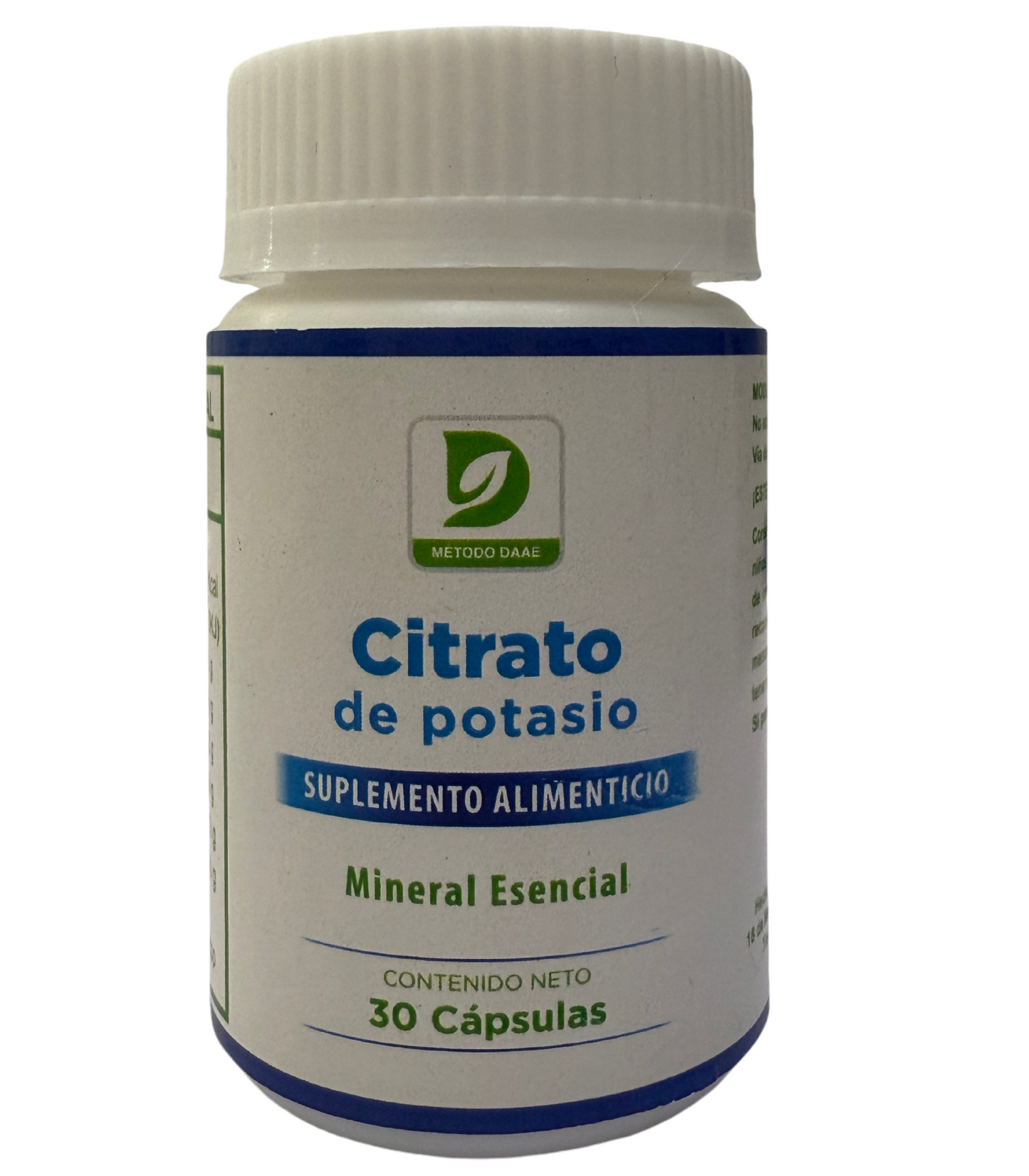 Citrato de potasio | 800mg por porción | 30 cápsulas | DAAE