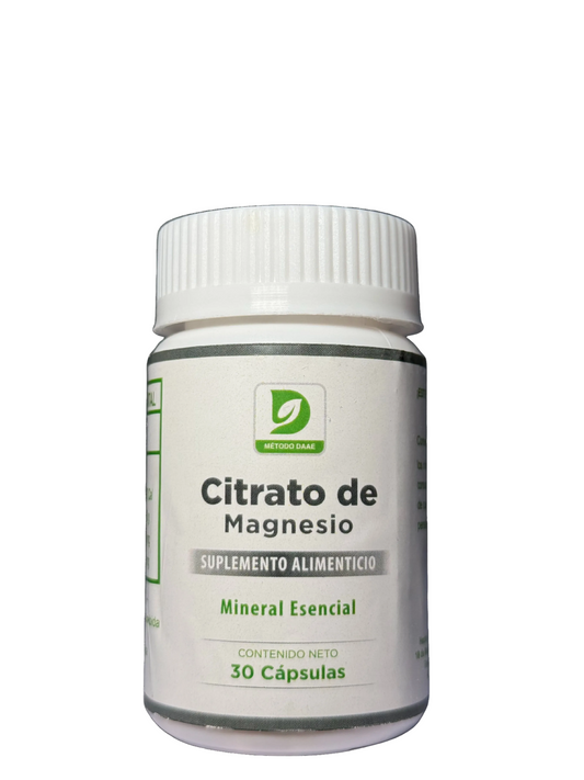 Citrato De Magnesio | 30 Cápsulas | 800mg Por Porción | Alta absorción | DAAE